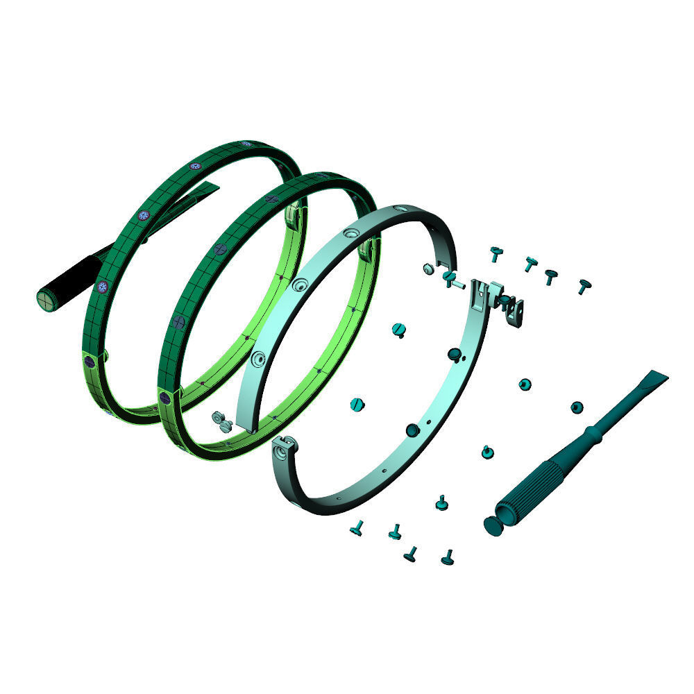 Love Small C Bracelet Diamonds or Screws 16 cm 3D print model_14