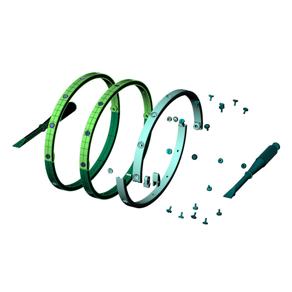 Love Small C Bracelet Diamonds or Screws 16 cm 3D print model_12