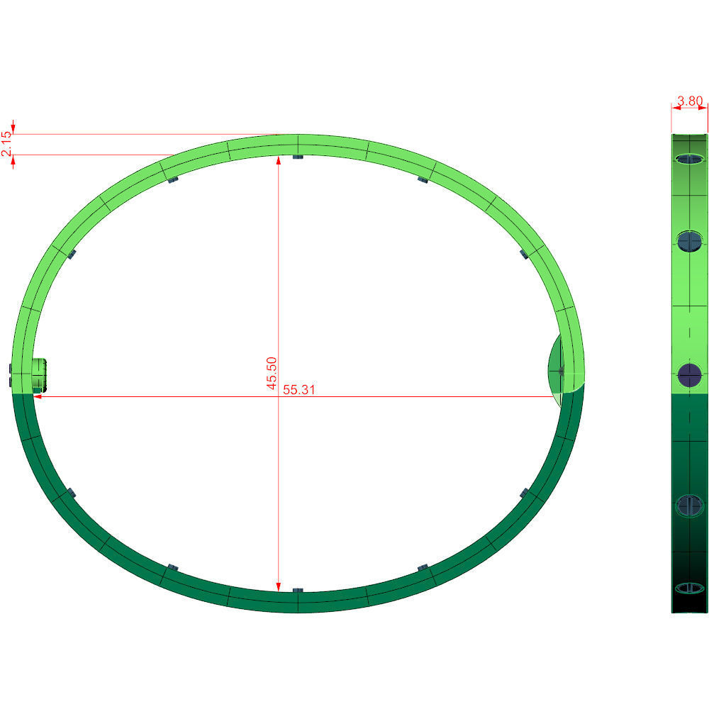 Love Small C Bracelet Diamonds or Screws 16 cm 3D print model_7