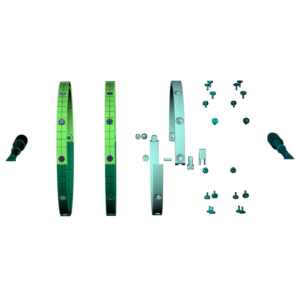 Love Small C Bracelet Diamonds or Screws 16 cm 3D print model_13