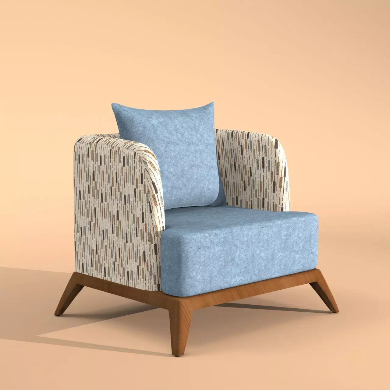 Accent chair Low-poly 3D model_0