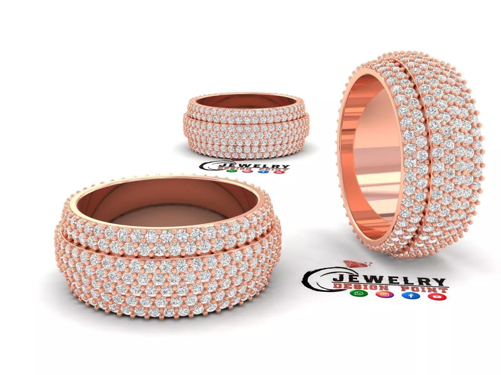 Custom Micro Pave Bling Diamond Ring - Eternity Wedding Band 3D print model