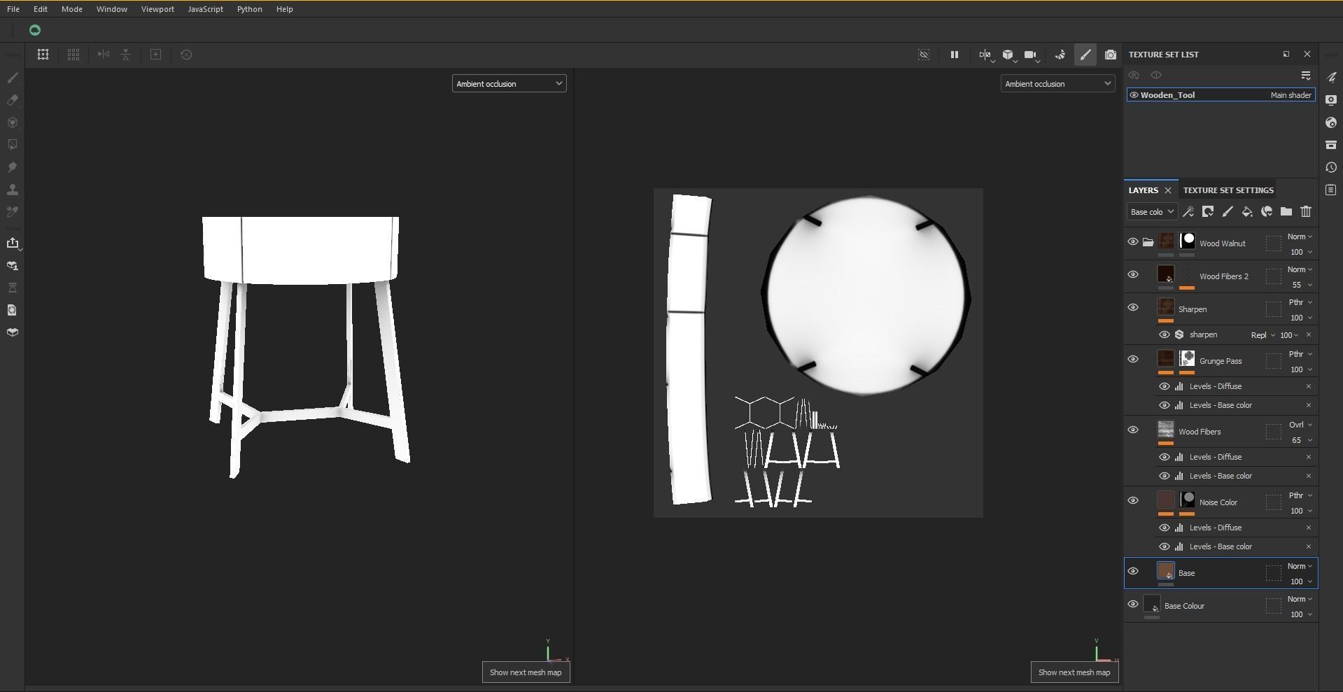 Wooden Round Stool Low-poly 3D model_23
