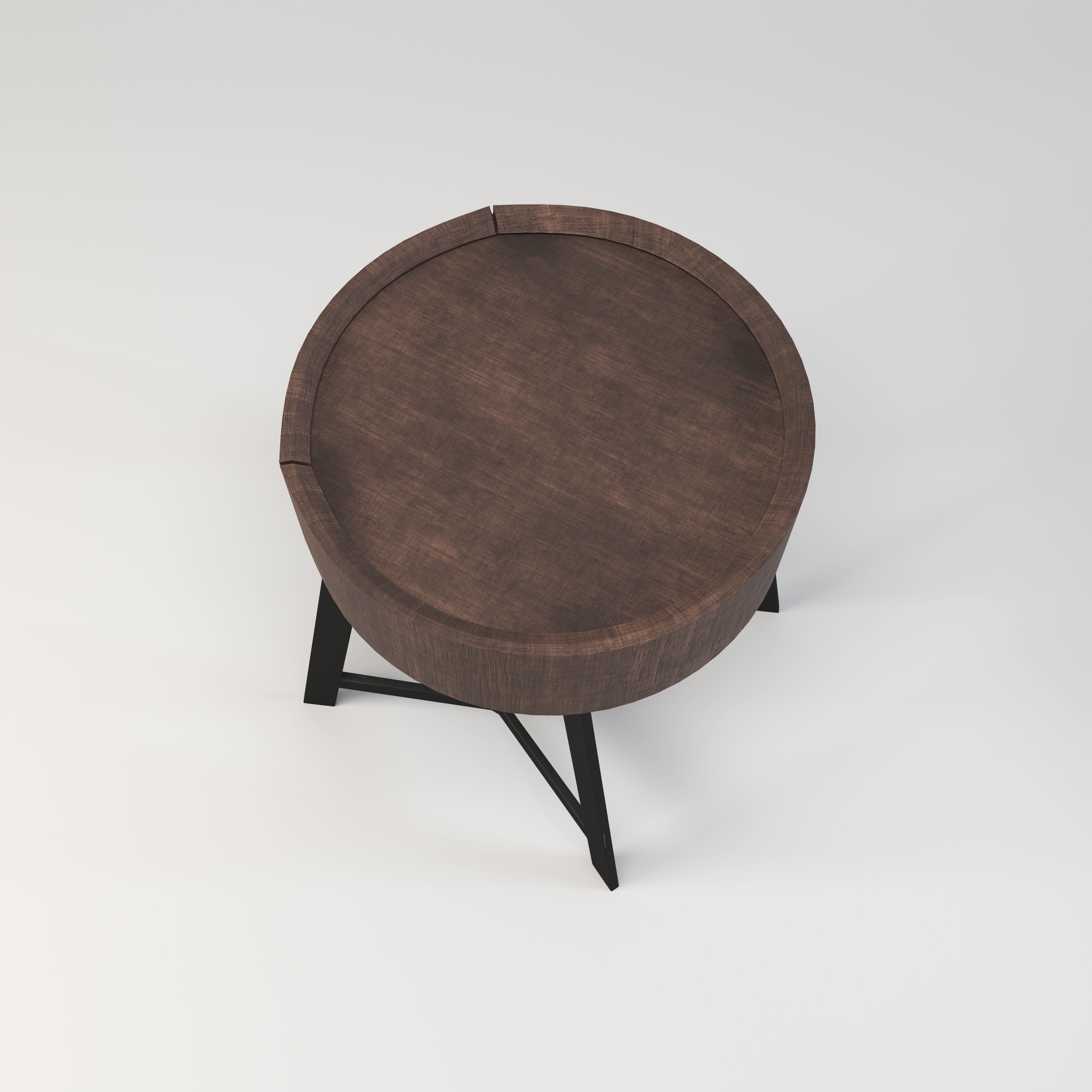 Wooden Round Stool Low-poly 3D model_3