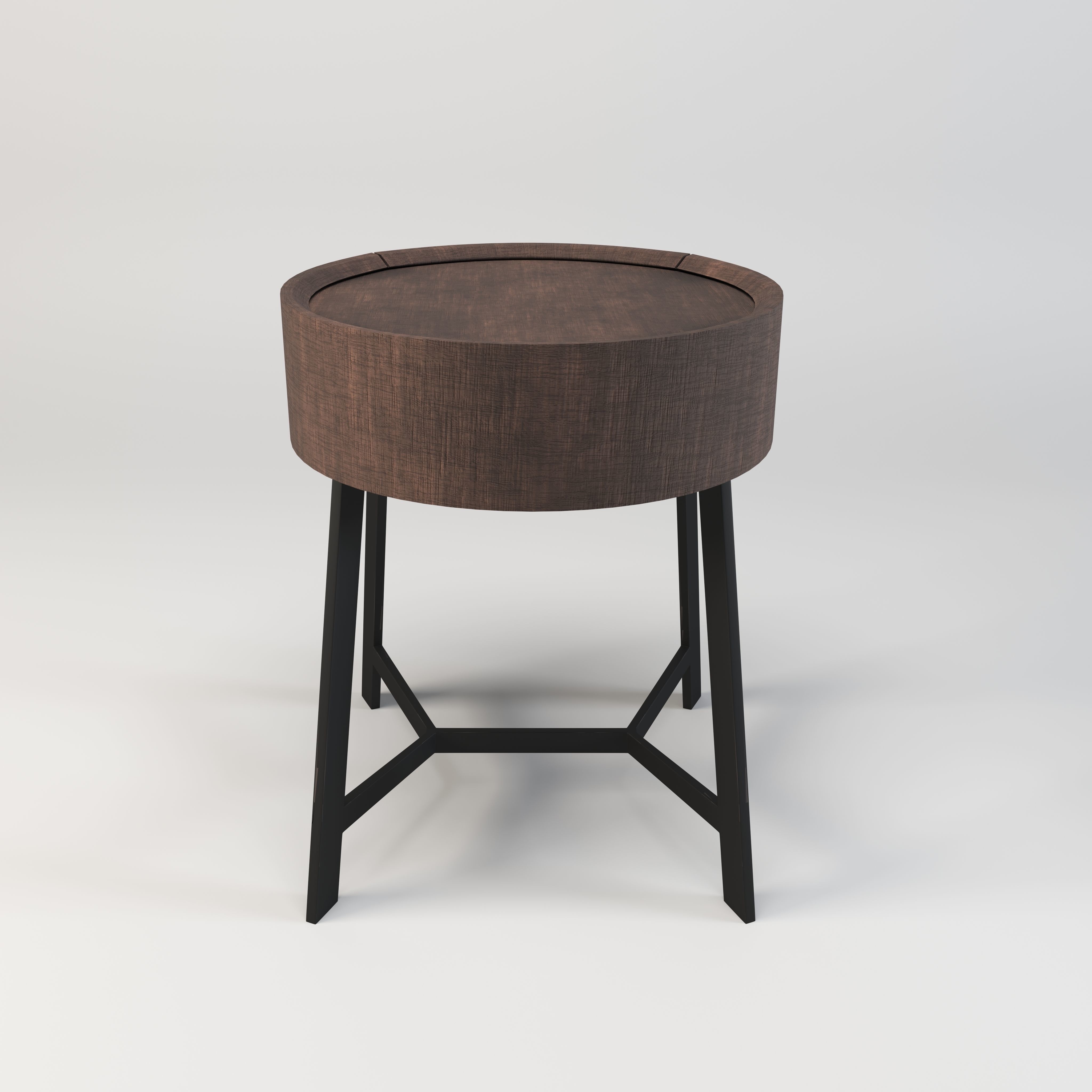 Wooden Round Stool Low-poly 3D model_4