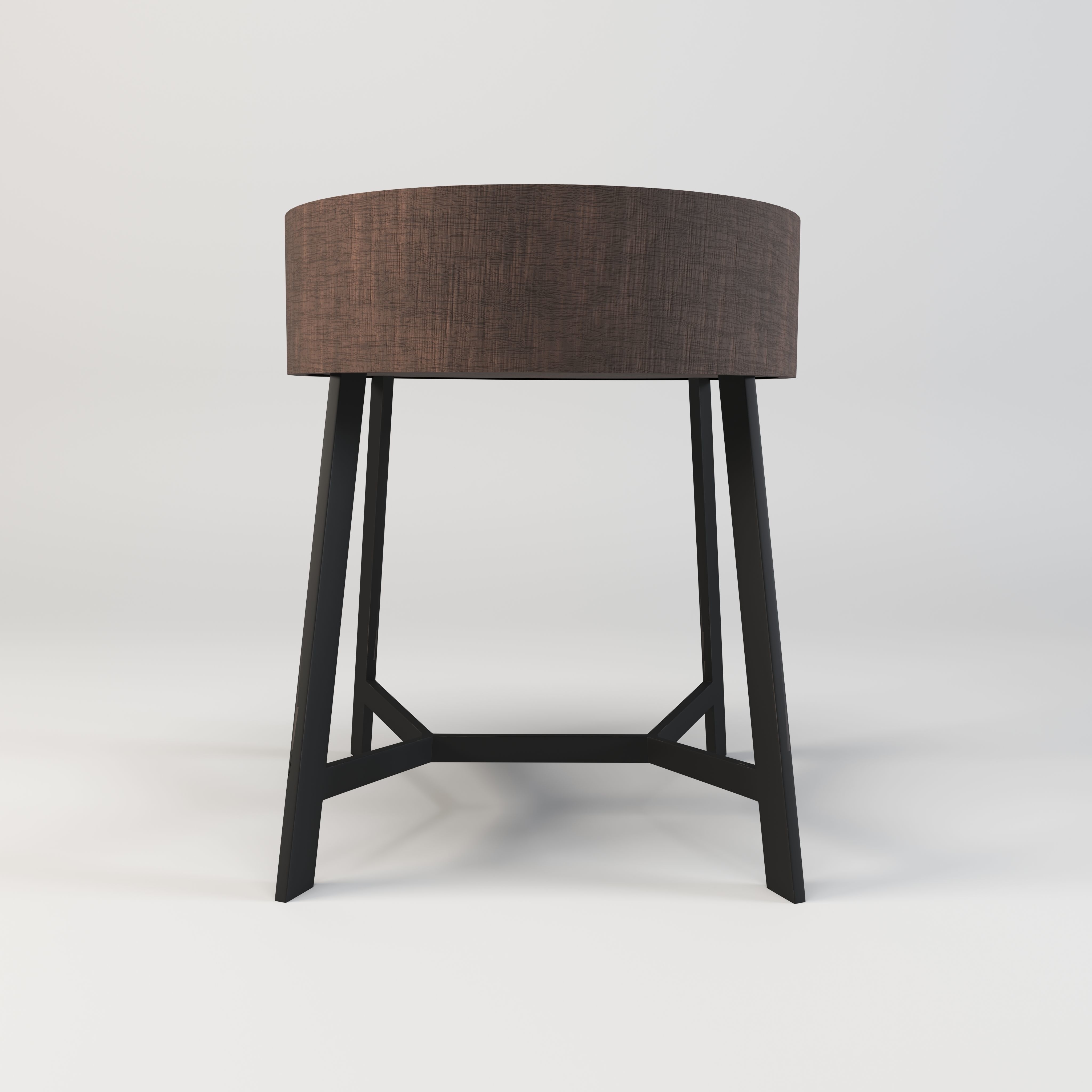 Wooden Round Stool Low-poly 3D model_5