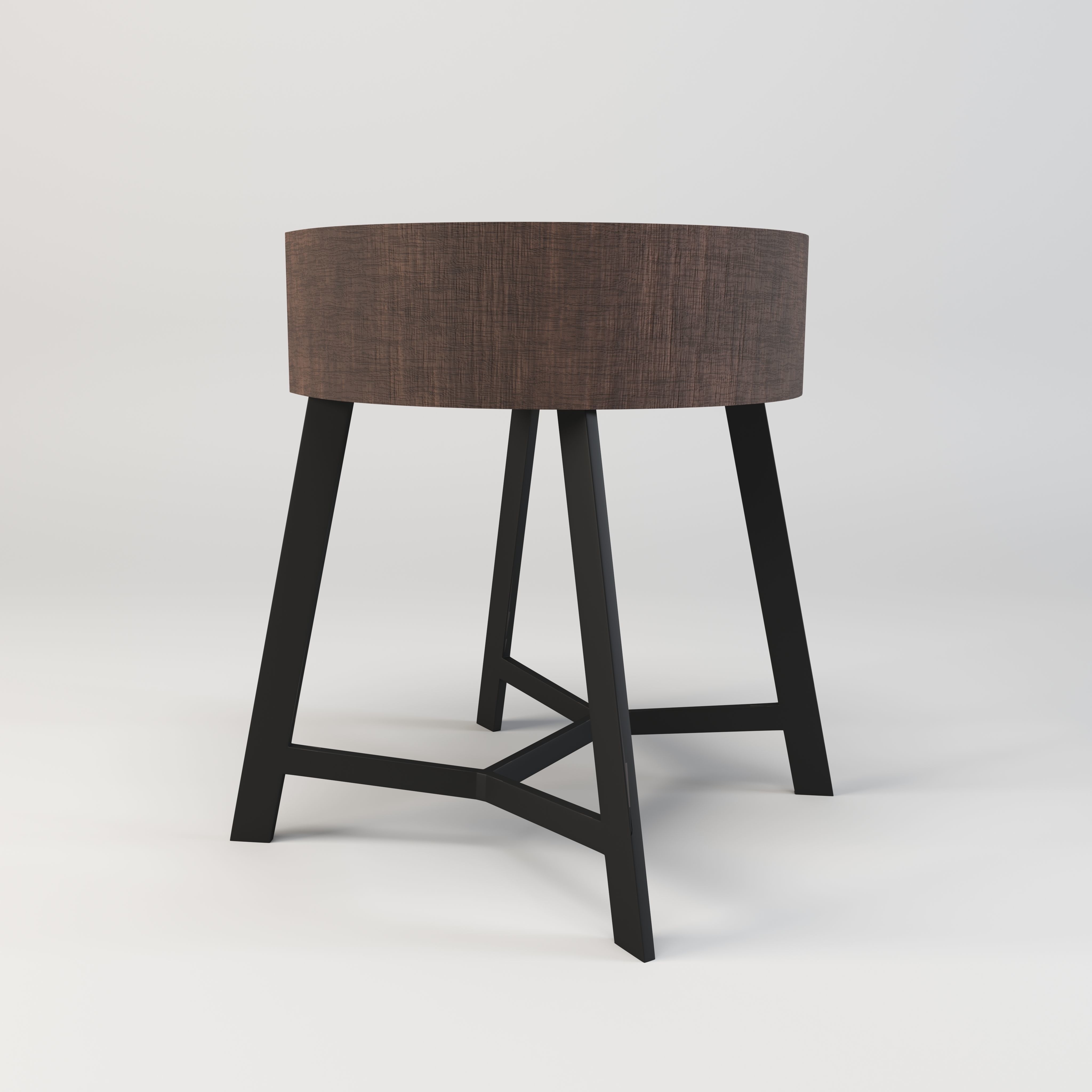 Wooden Round Stool Low-poly 3D model_2