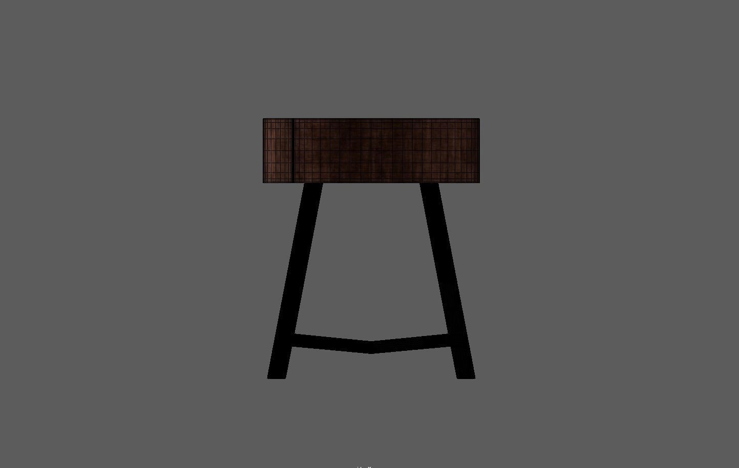Wooden Round Stool Low-poly 3D model_16