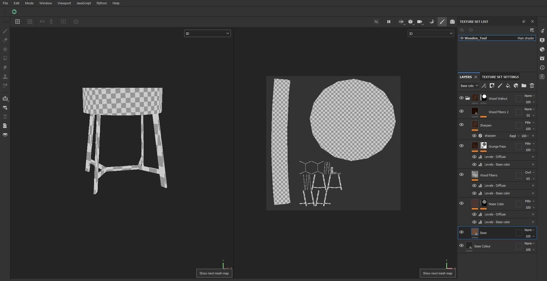 Wooden Round Stool Low-poly 3D model_22