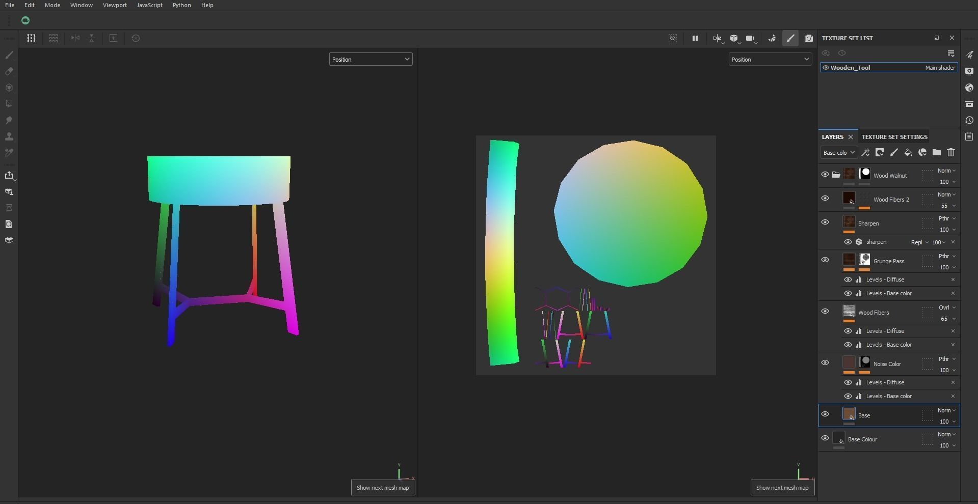 Wooden Round Stool Low-poly 3D model_25