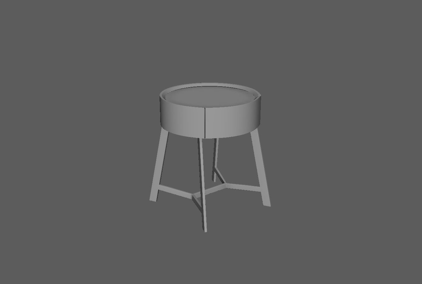 Wooden Round Stool Low-poly 3D model_9