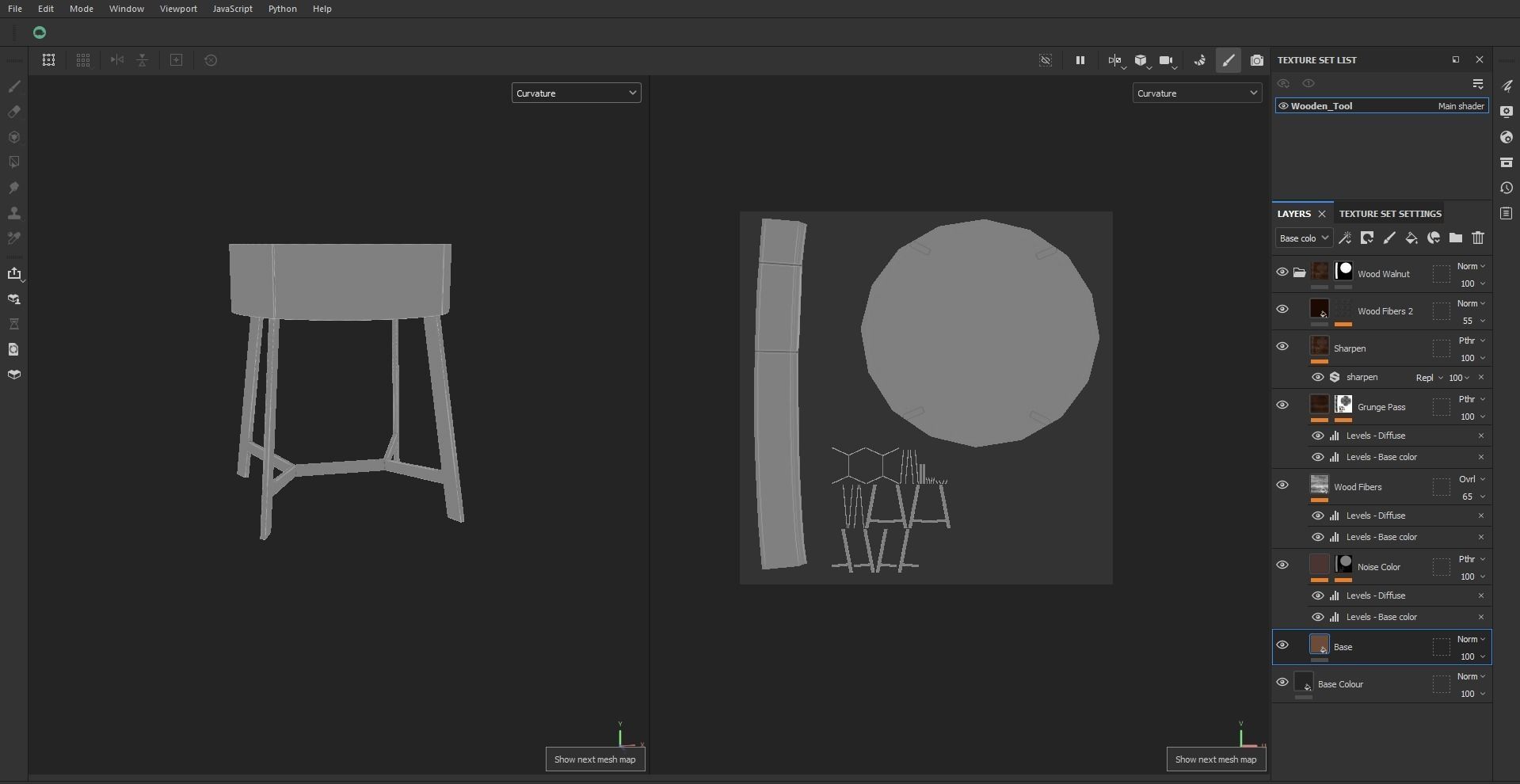 Wooden Round Stool Low-poly 3D model_24