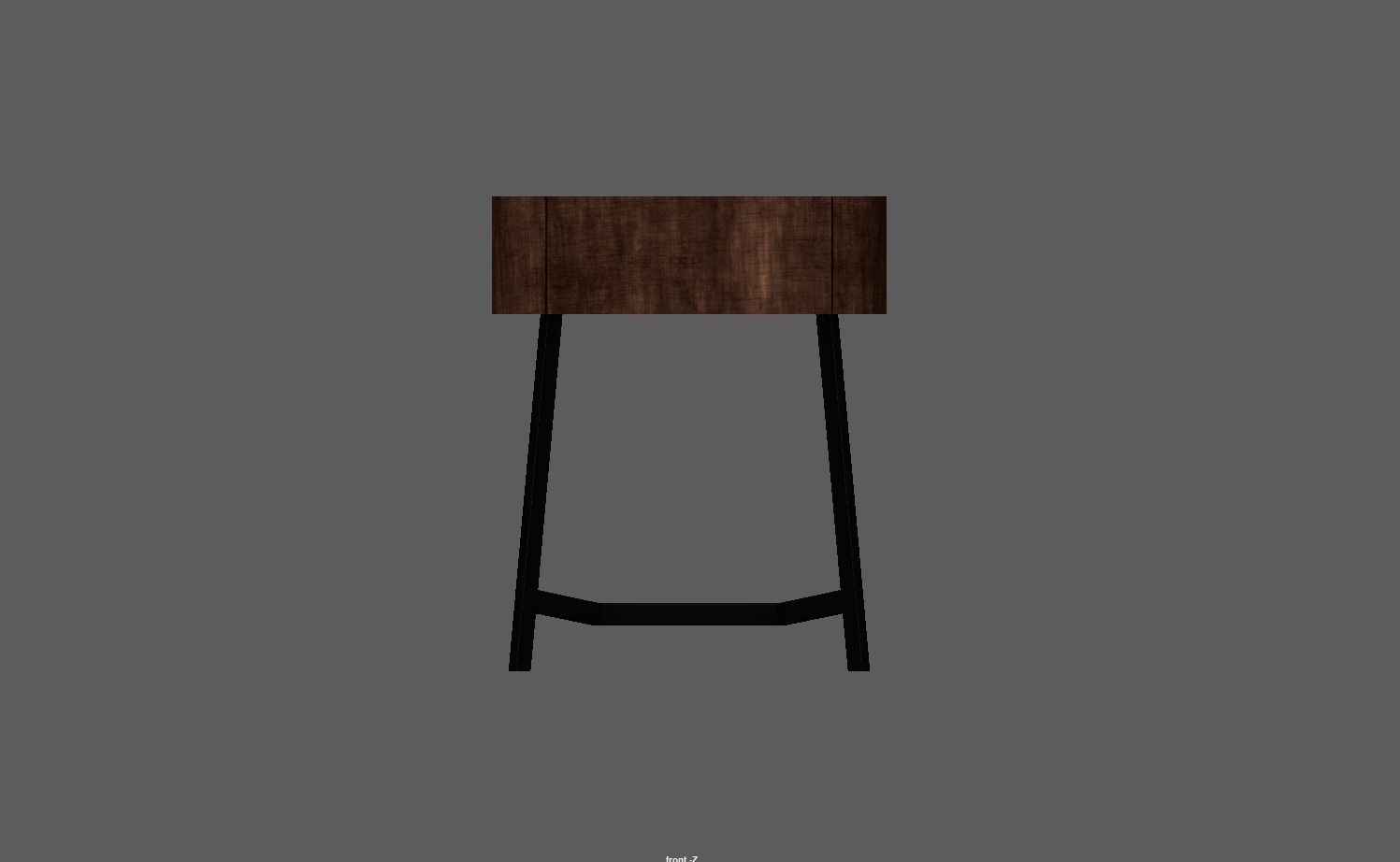 Wooden Round Stool Low-poly 3D model_10
