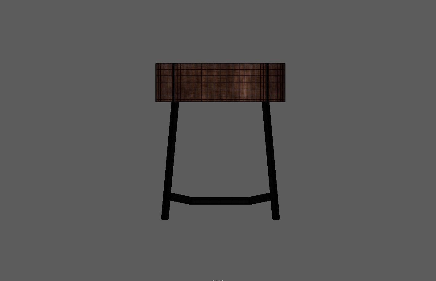 Wooden Round Stool Low-poly 3D model_11