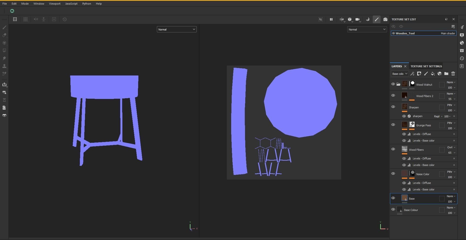 Wooden Round Stool Low-poly 3D model_19