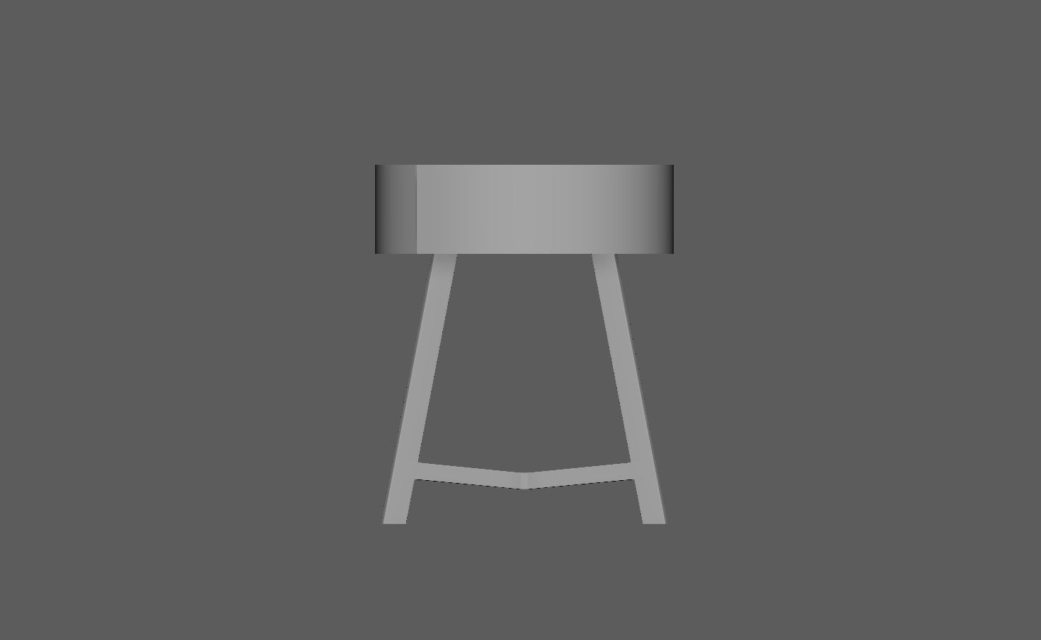 Wooden Round Stool Low-poly 3D model_12