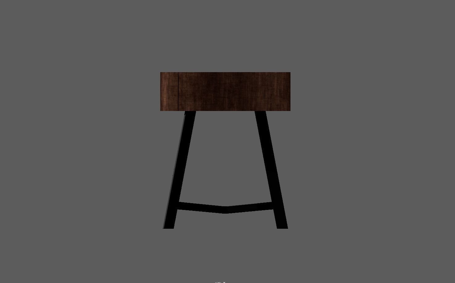 Wooden Round Stool Low-poly 3D model_18