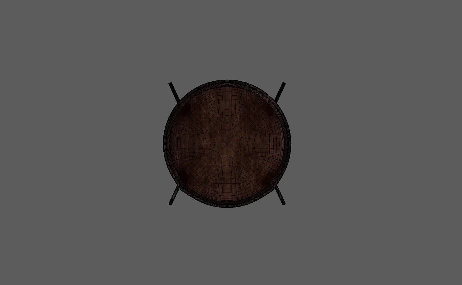 Wooden Round Stool Low-poly 3D model_13