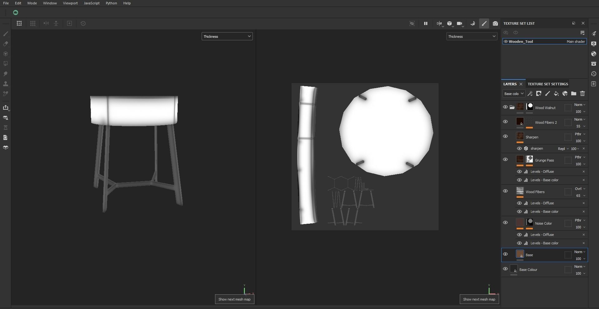 Wooden Round Stool Low-poly 3D model_26