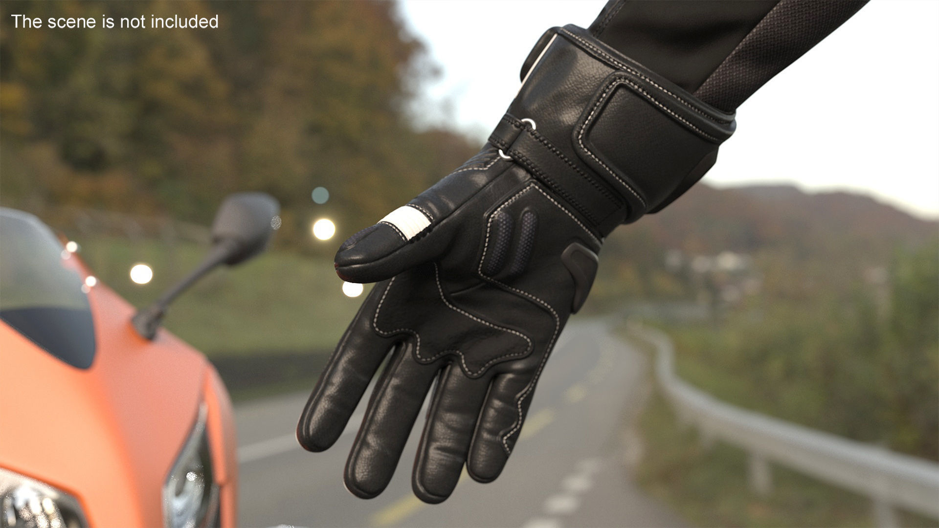 Meteor Protective Riding Gloves Black 3D model