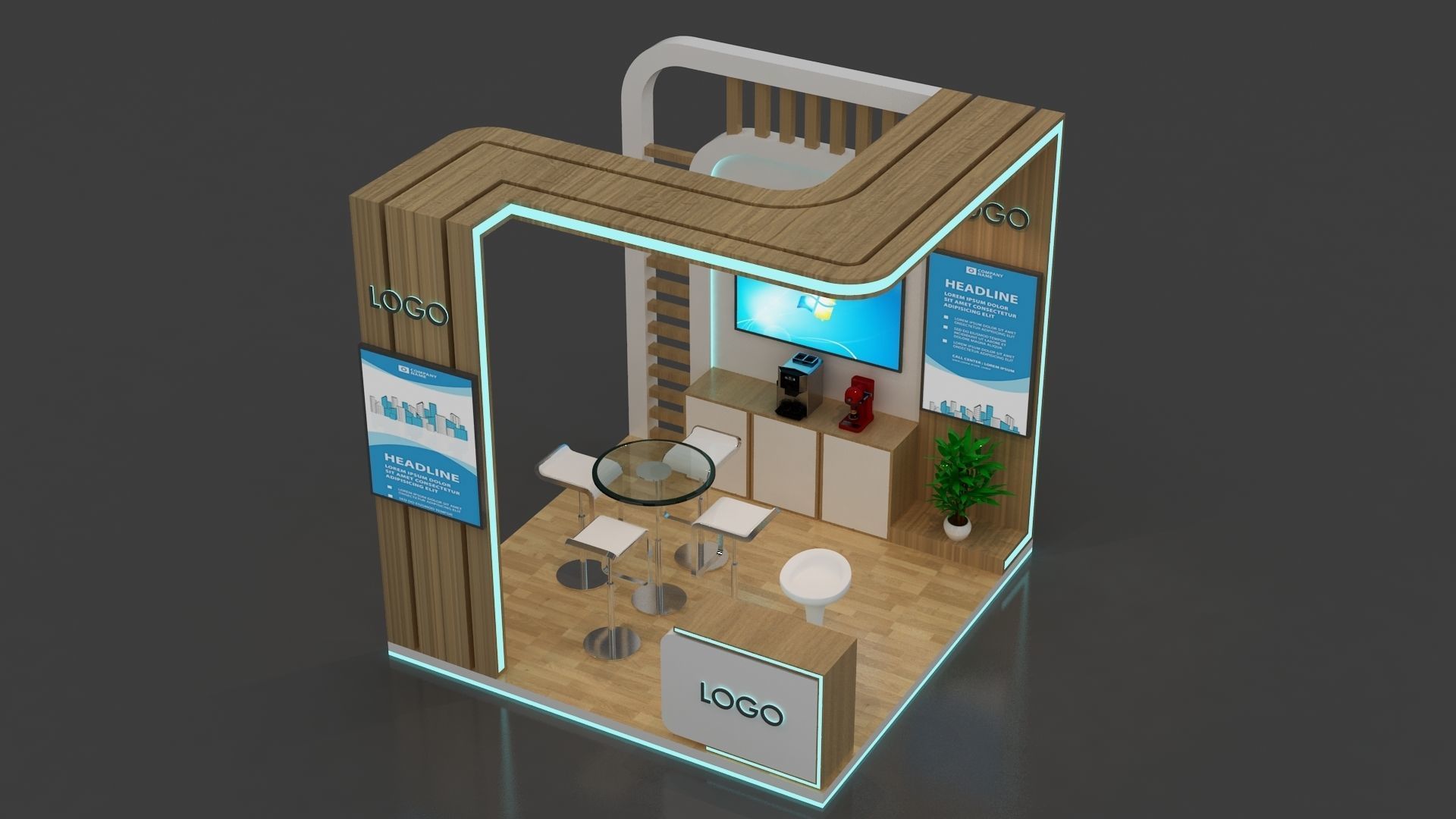 Exhibition booth 3D model_1