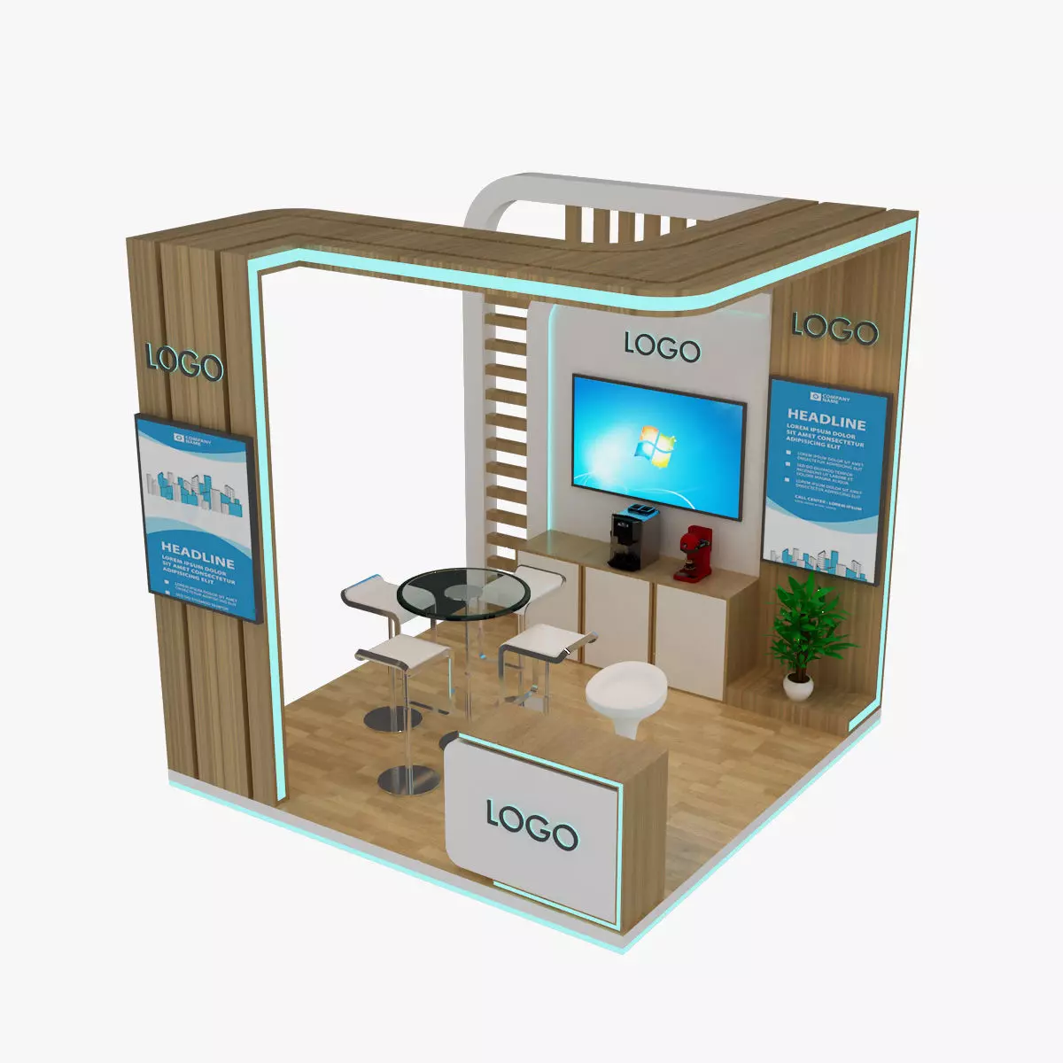 Exhibition booth 3D model_0