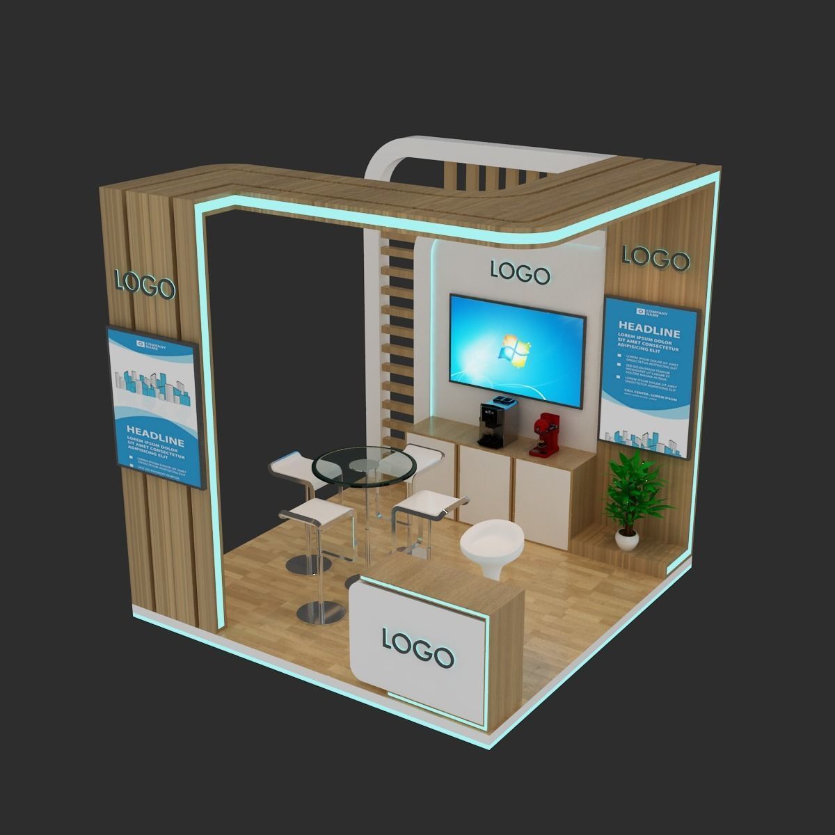Exhibition booth 3D model_6
