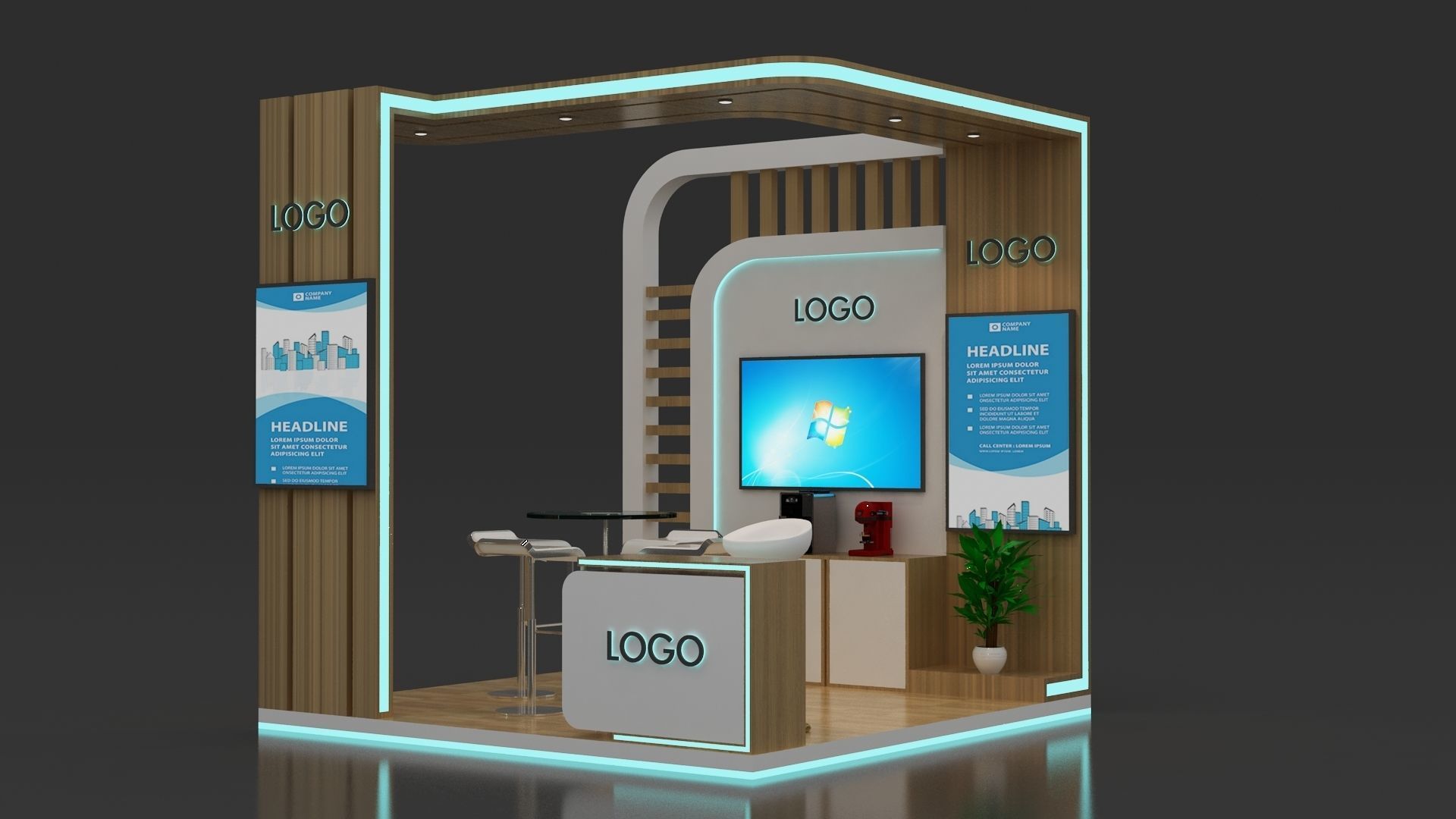 Exhibition booth 3D model_3