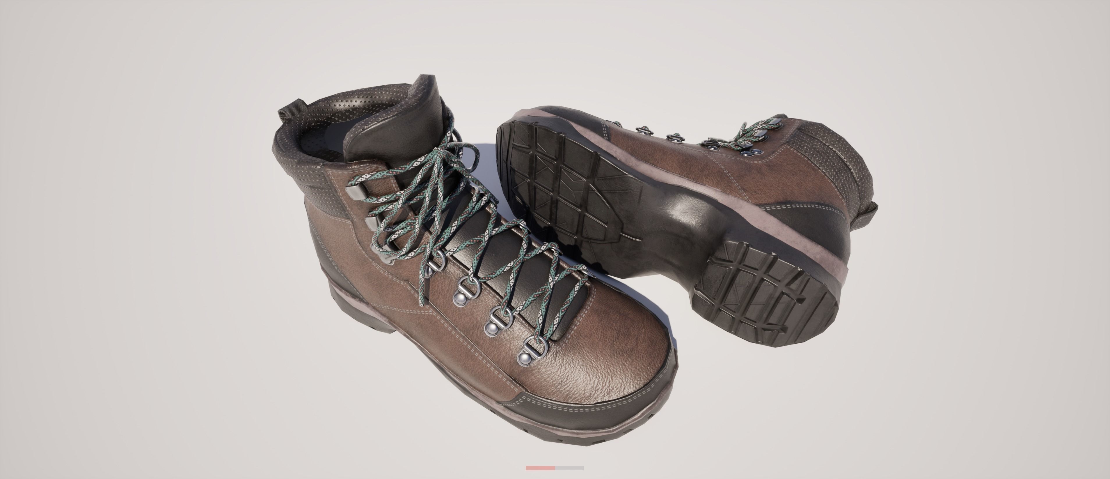 Game ready BPR brandless generic walking boots Low-poly 3D model_6