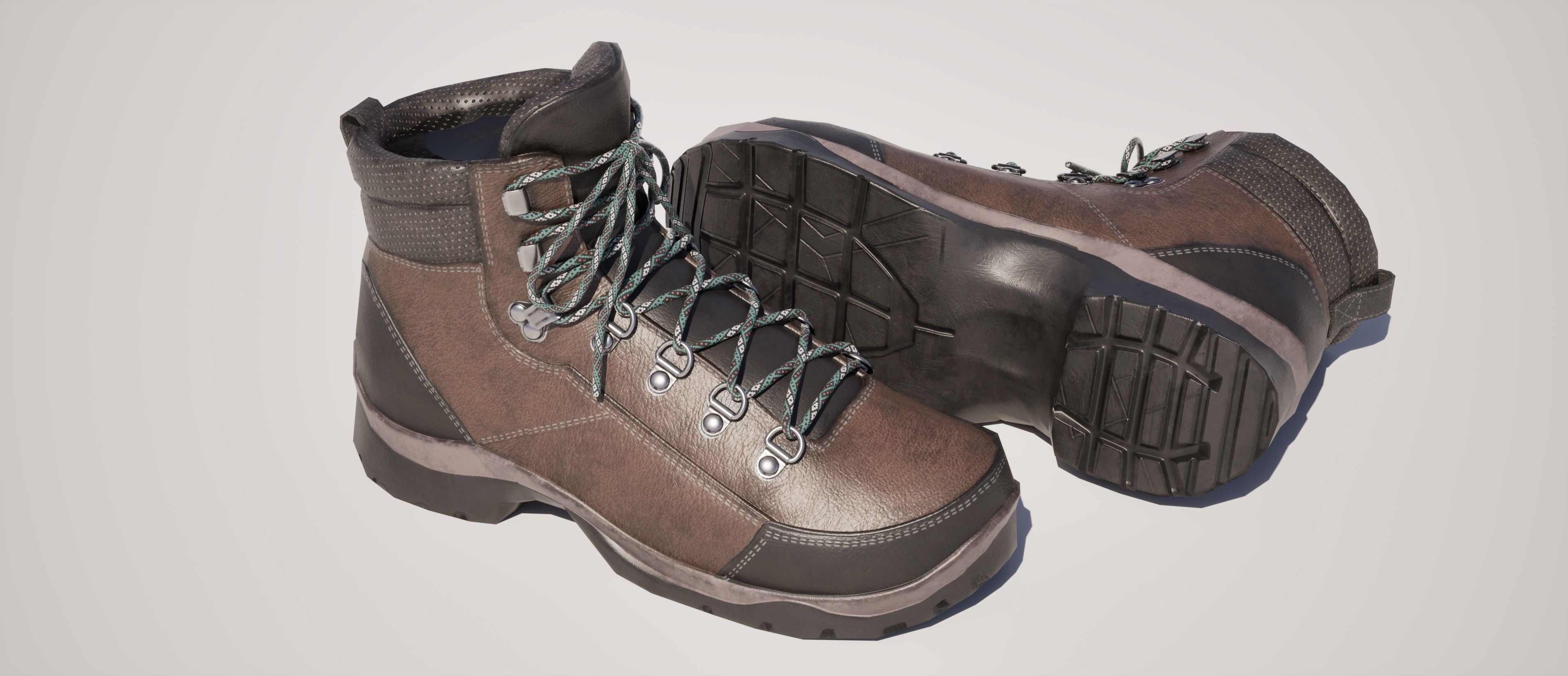 Game ready BPR brandless generic walking boots Low-poly 3D model_7