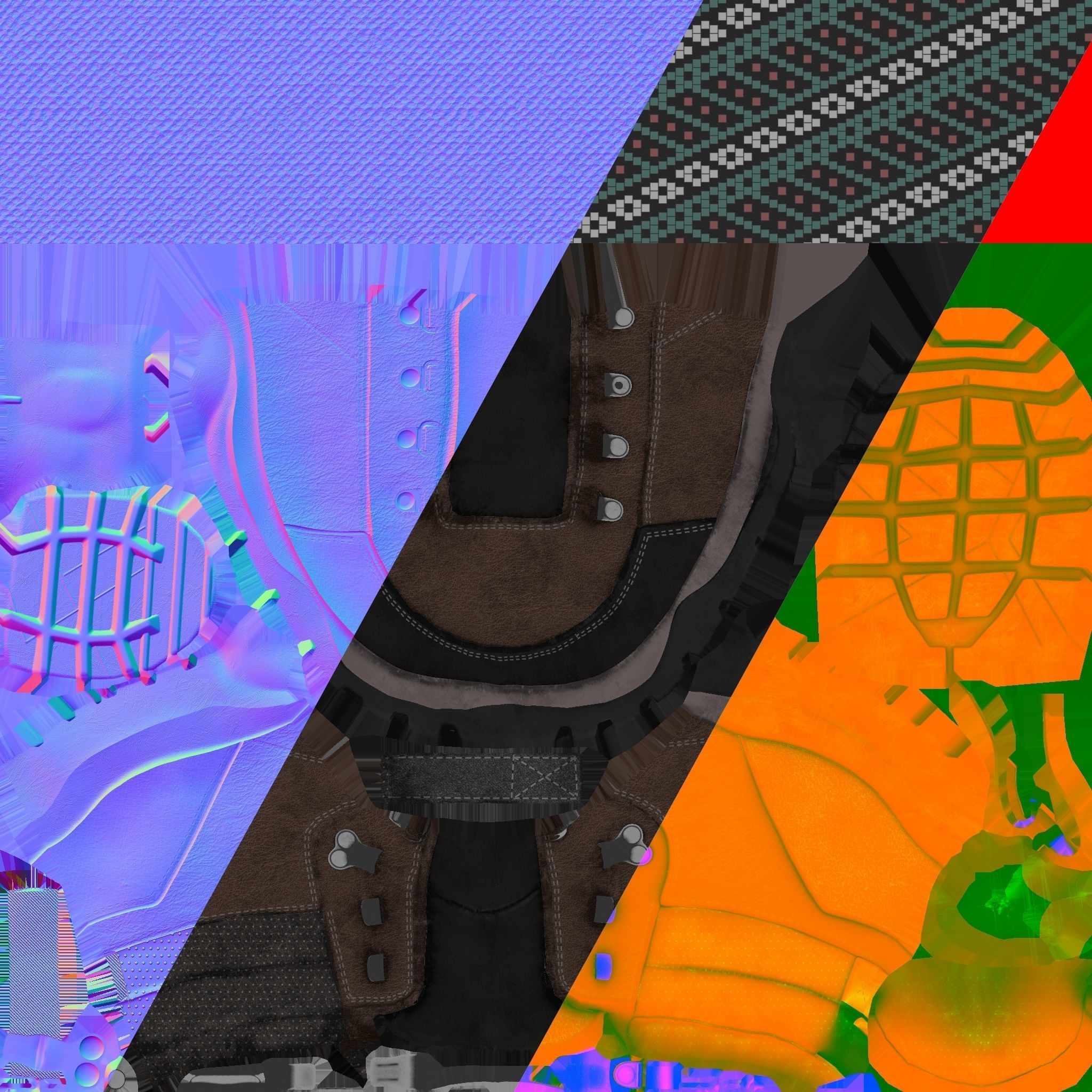 Game ready BPR brandless generic walking boots Low-poly 3D model_8