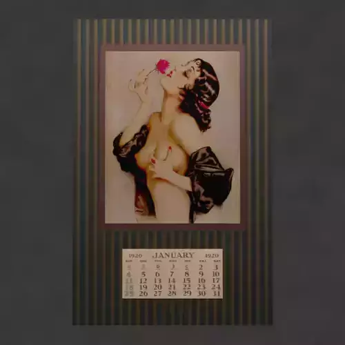 Pinup Calendar - Stylized - Vargas - 1920 - PBR Low-poly 3D model