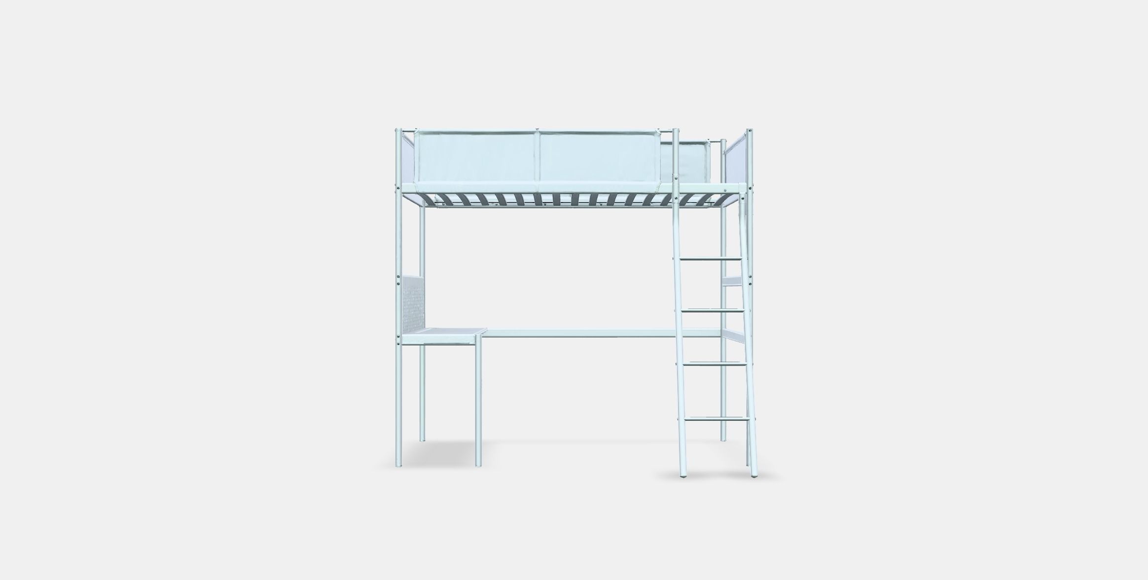 VITVAL Loft bed frame with desk top Low-poly 3D model_10