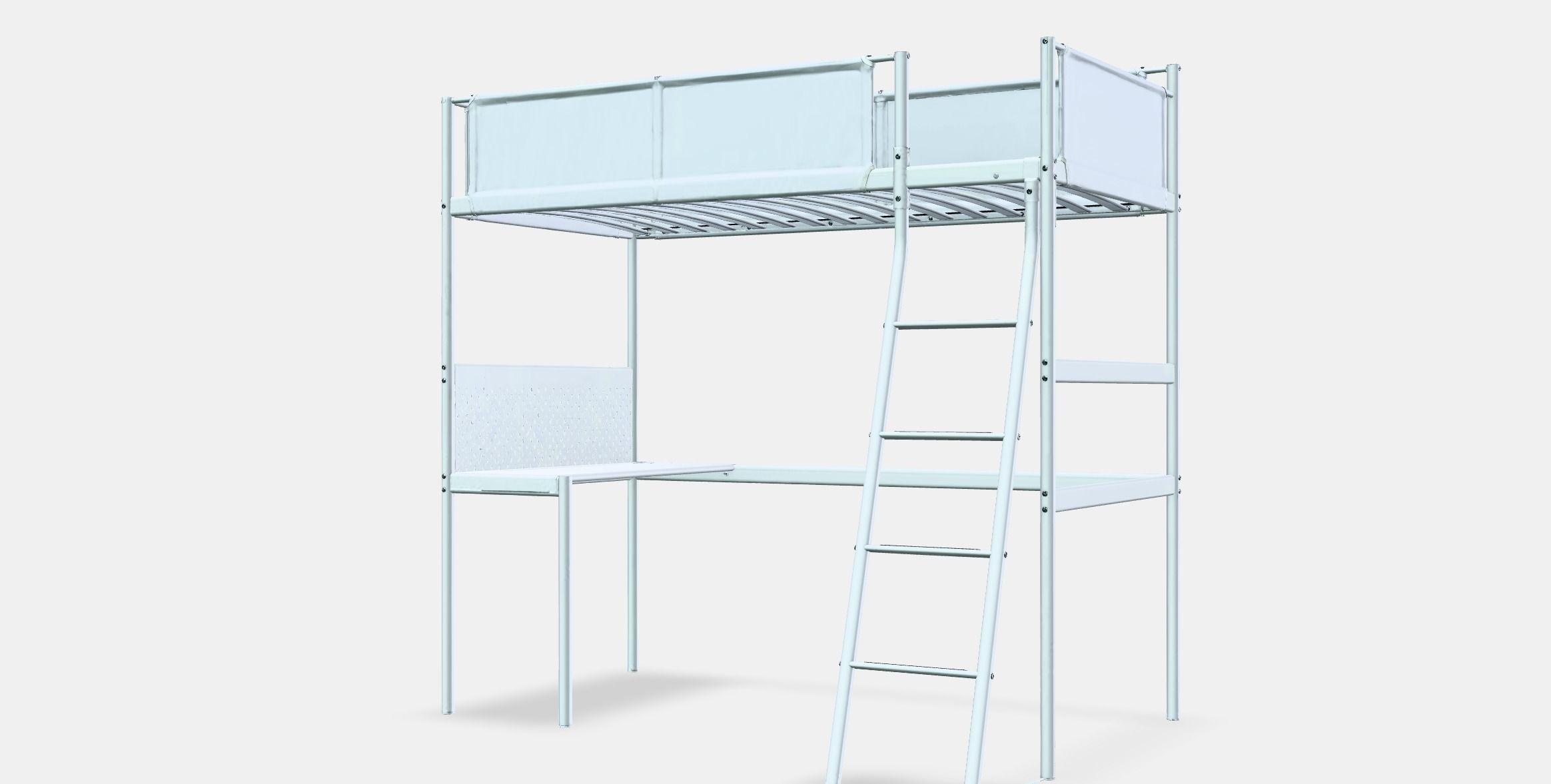 VITVAL Loft bed frame with desk top Low-poly 3D model_13