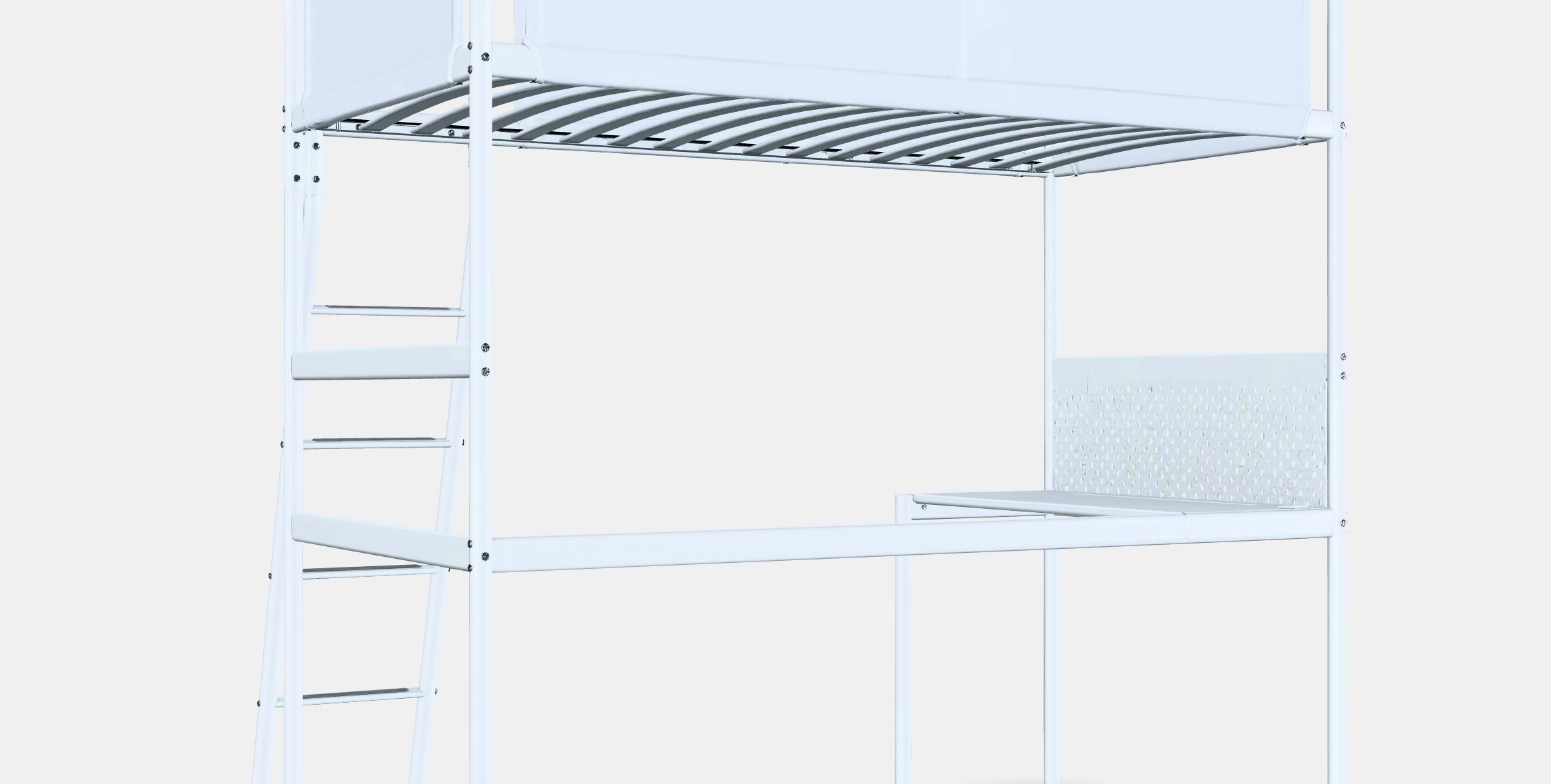 VITVAL Loft bed frame with desk top Low-poly 3D model_2