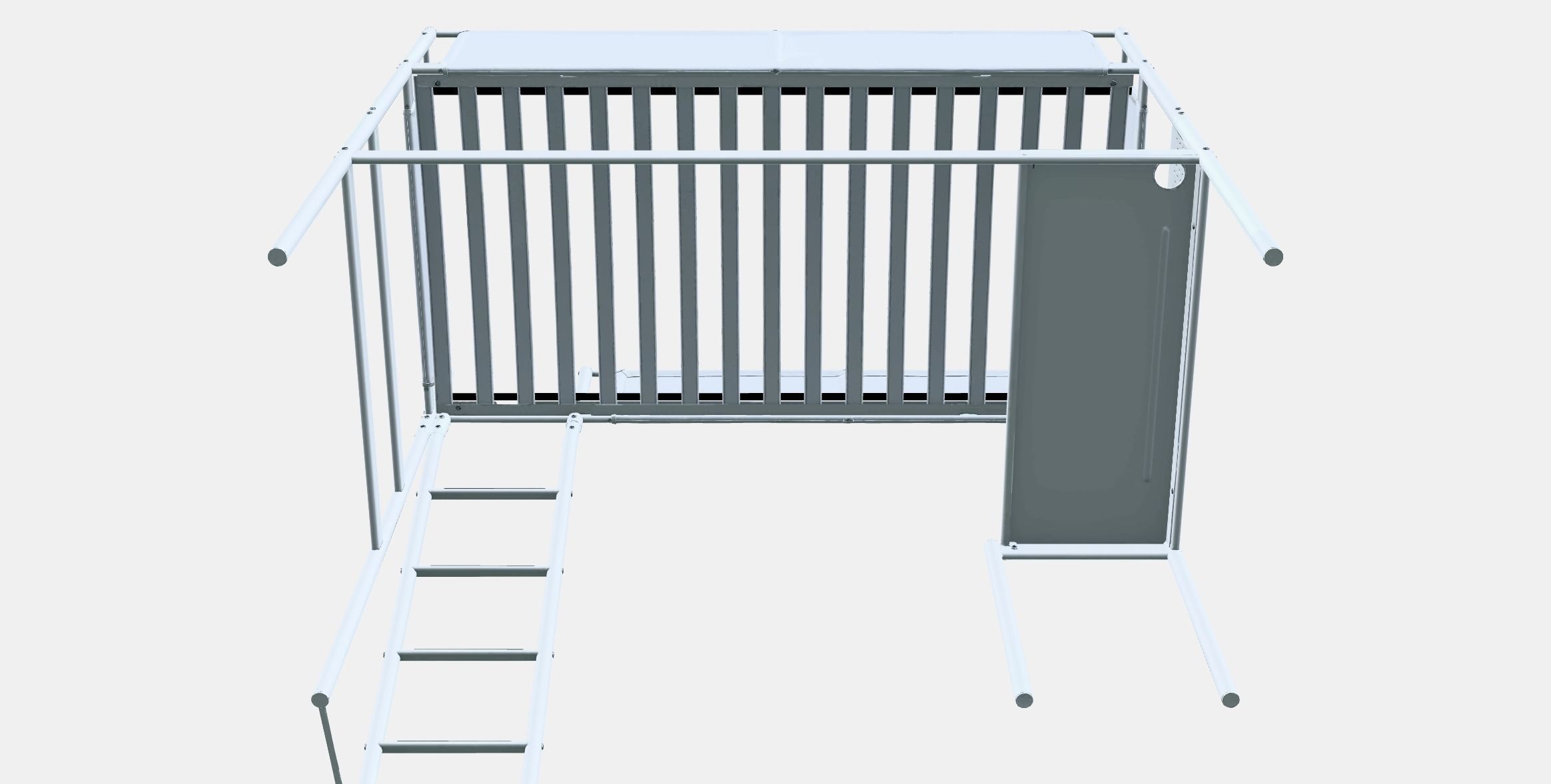 VITVAL Loft bed frame with desk top Low-poly 3D model_9