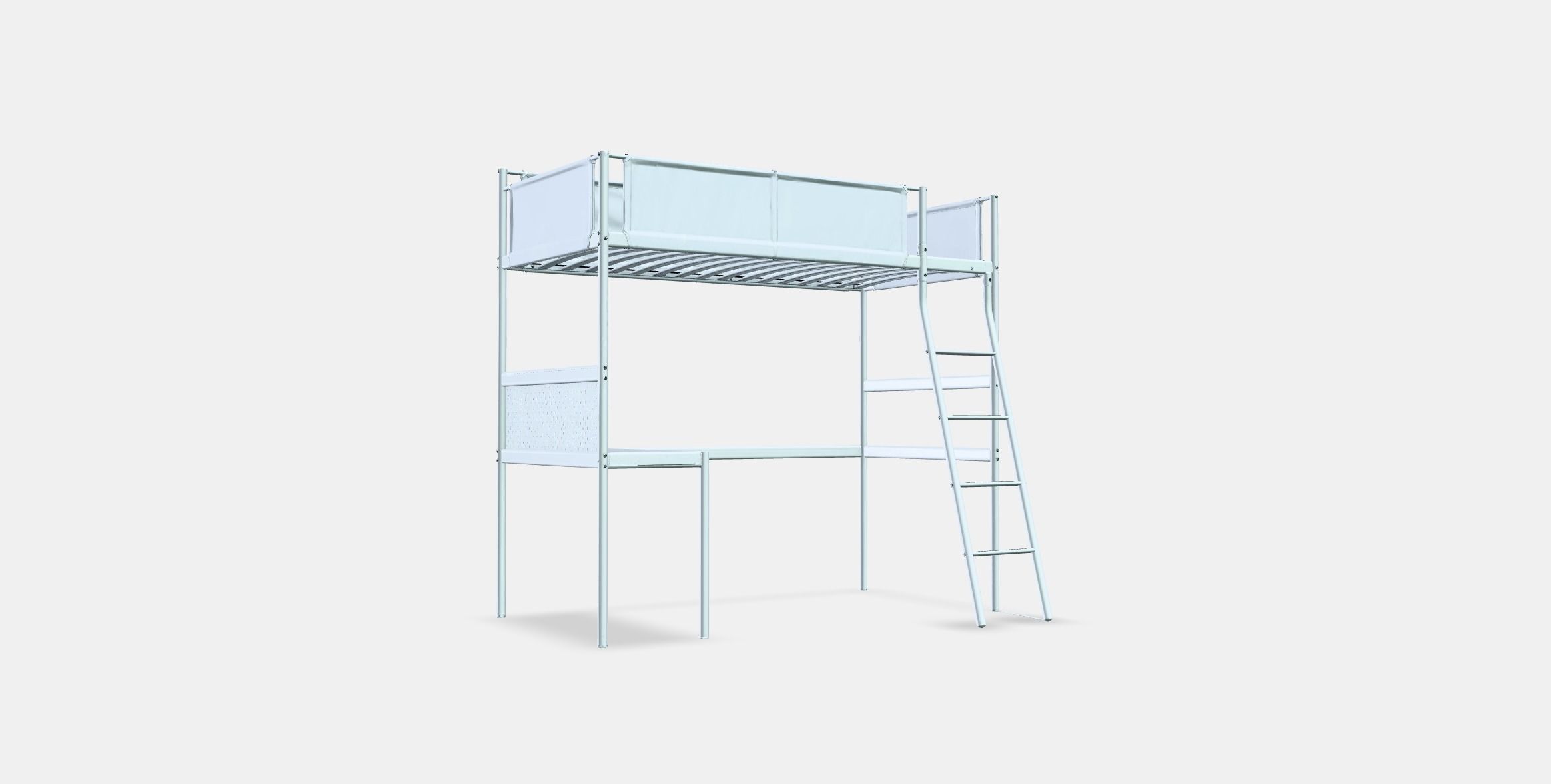 VITVAL Loft bed frame with desk top Low-poly 3D model_3