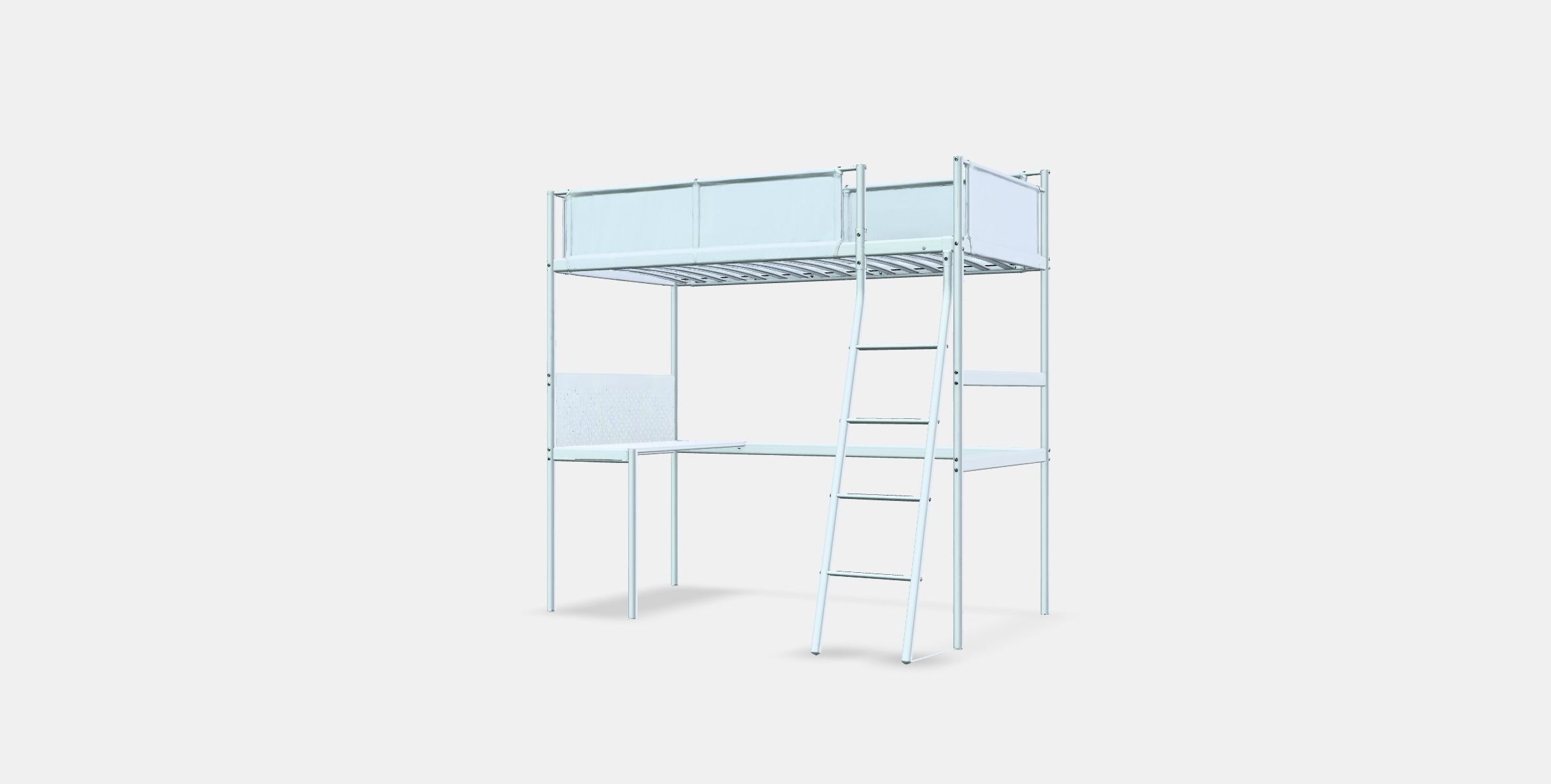 VITVAL Loft bed frame with desk top Low-poly 3D model_12