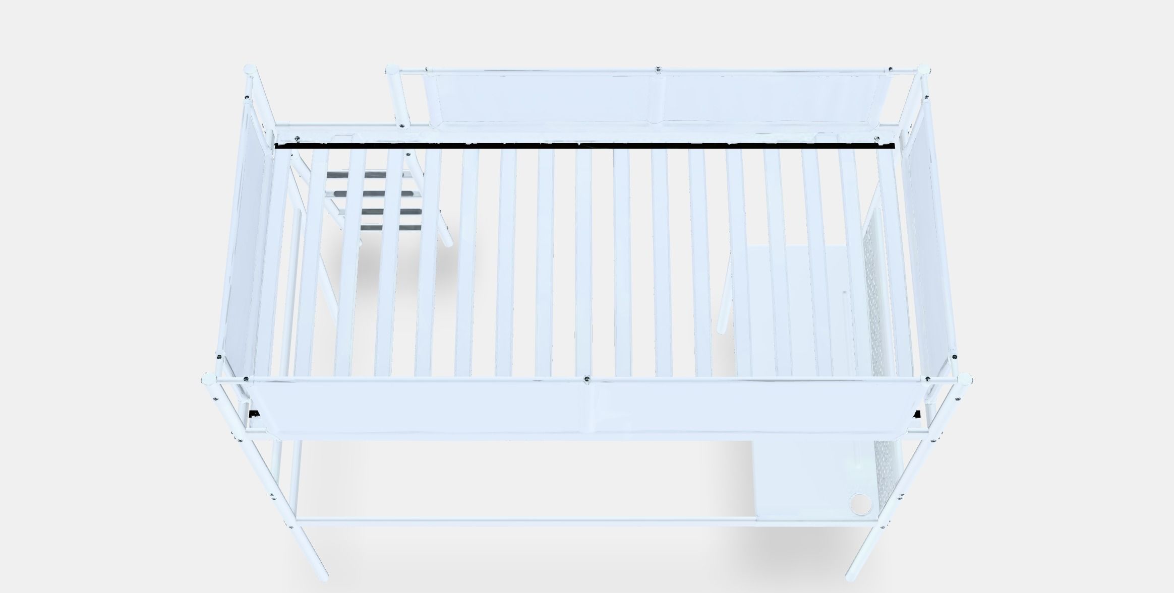 VITVAL Loft bed frame with desk top Low-poly 3D model_4