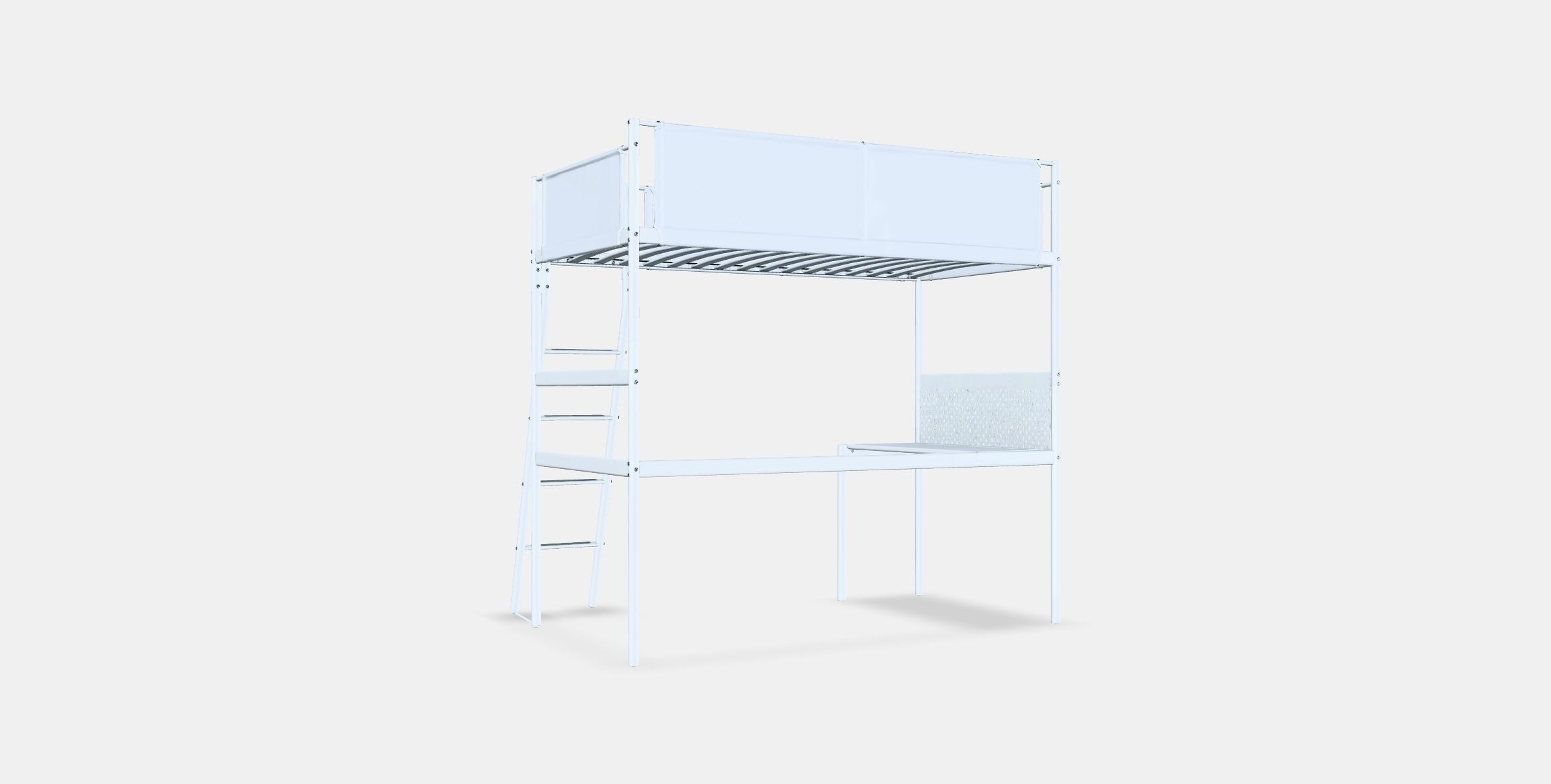 VITVAL Loft bed frame with desk top Low-poly 3D model_16