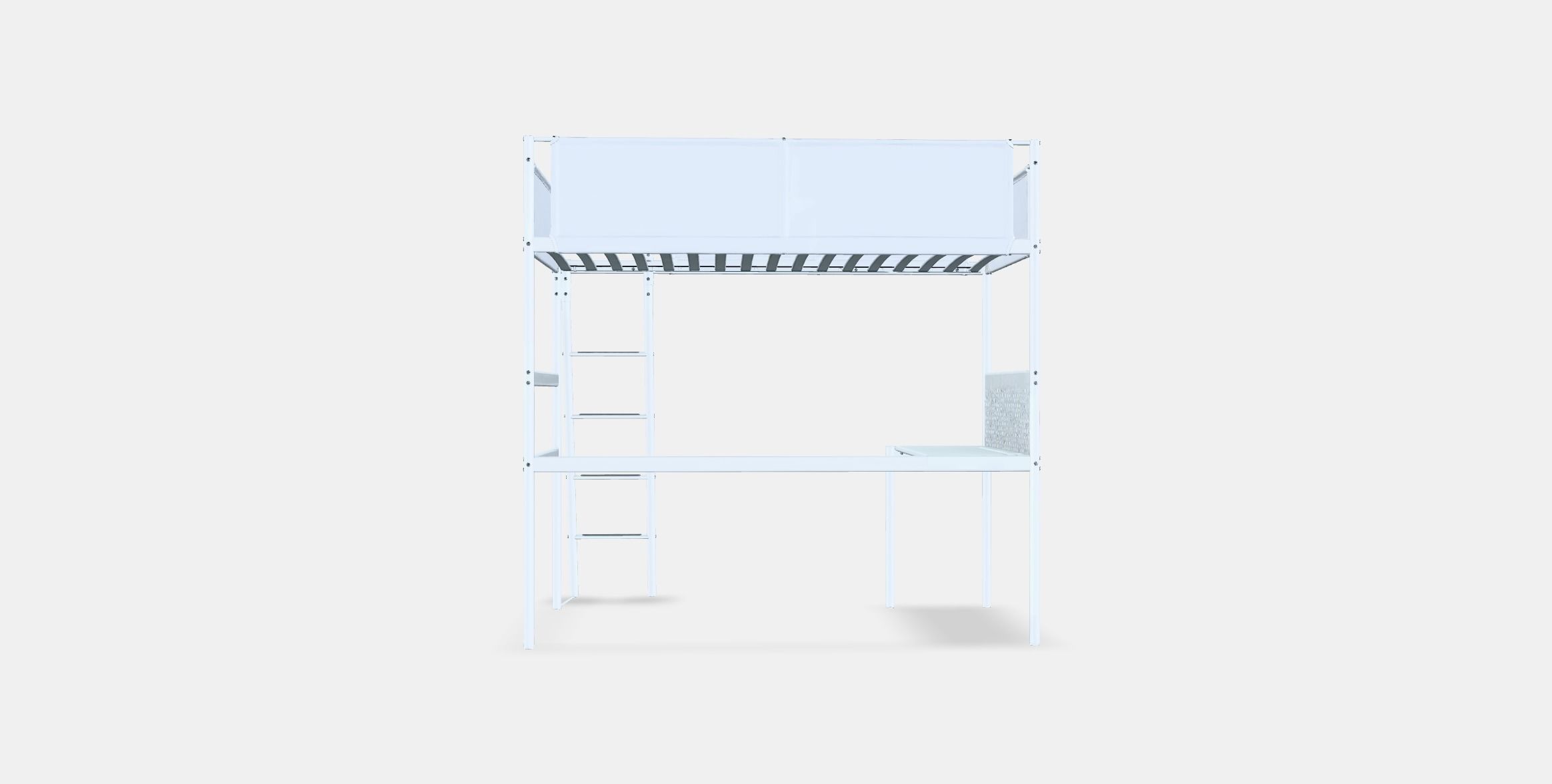 VITVAL Loft bed frame with desk top Low-poly 3D model_14