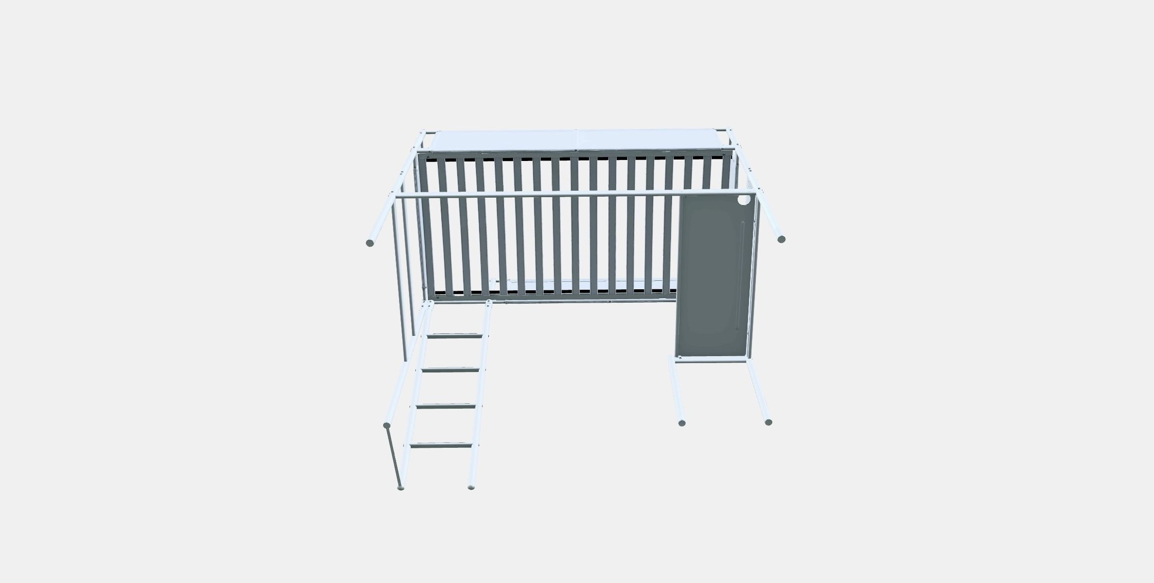 VITVAL Loft bed frame with desk top Low-poly 3D model_6