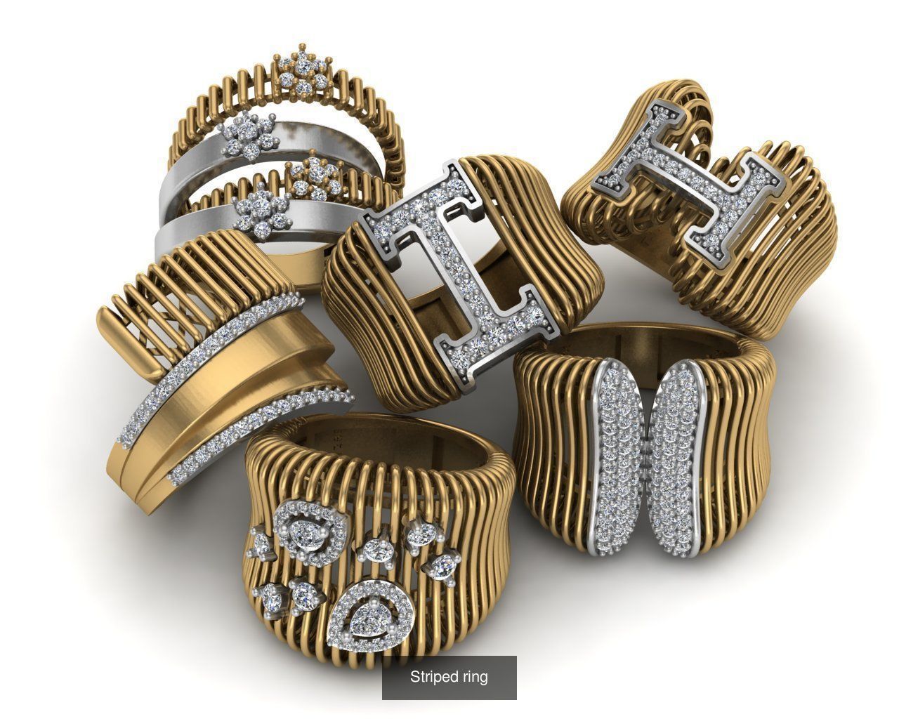 striped rings 3D Model Collection_1