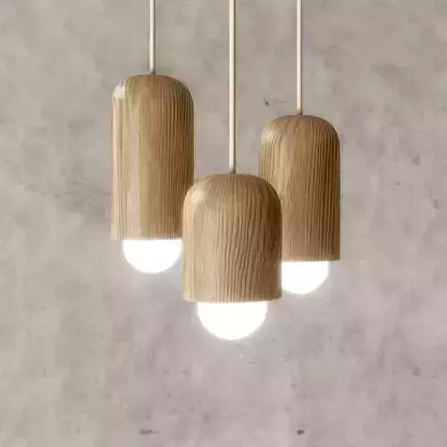 minimal nordic cylinder massive wooden hanging lamp