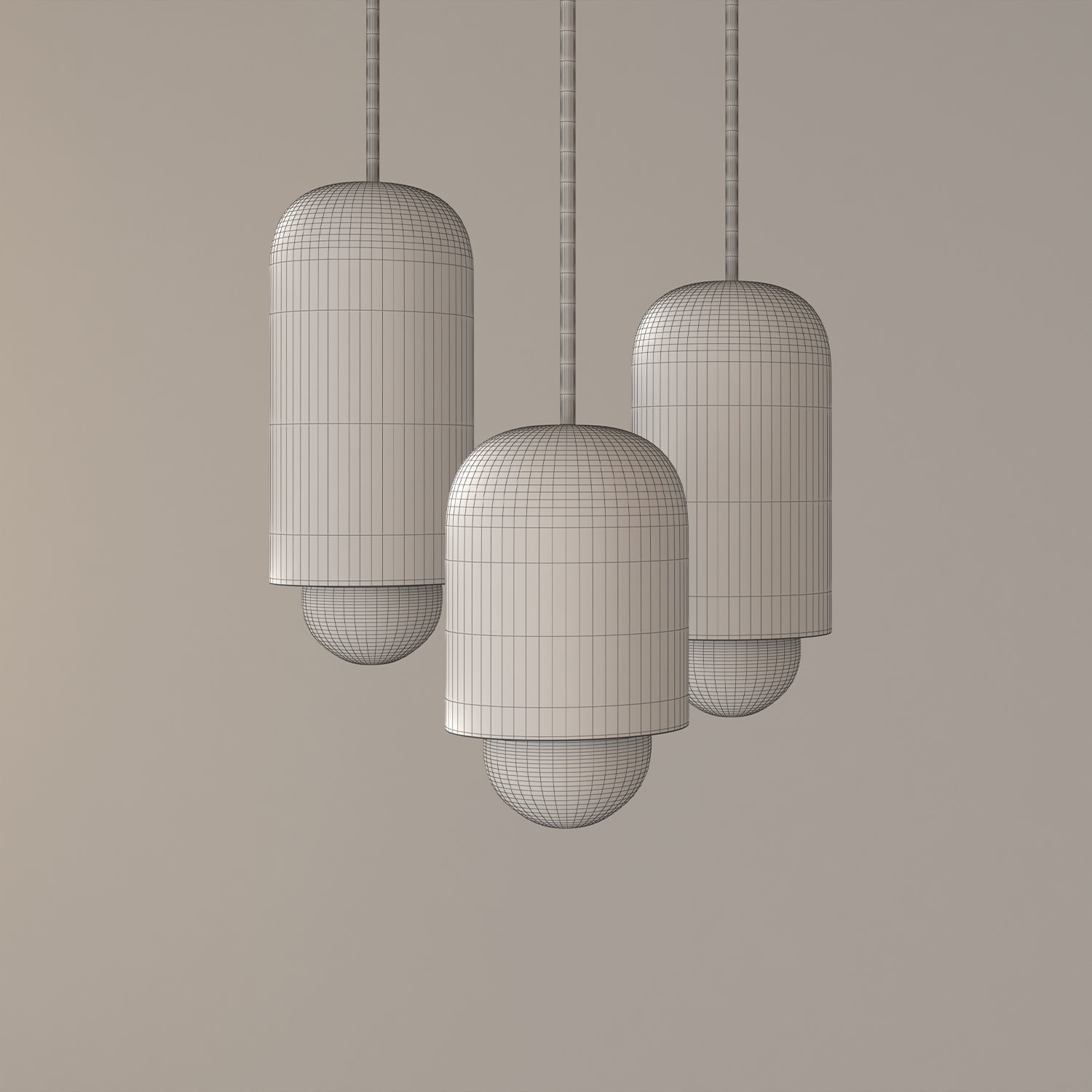 minimal nordic cylinder massive wooden hanging lamp Free 3D model_2