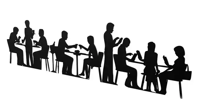 People in the Cafeteria Silhouette