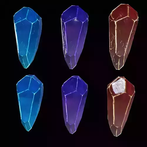  Crystal - Low Poly 3D Model - Game Ready Asset