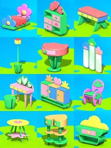 Flower-Themed 3D Furniture Collection