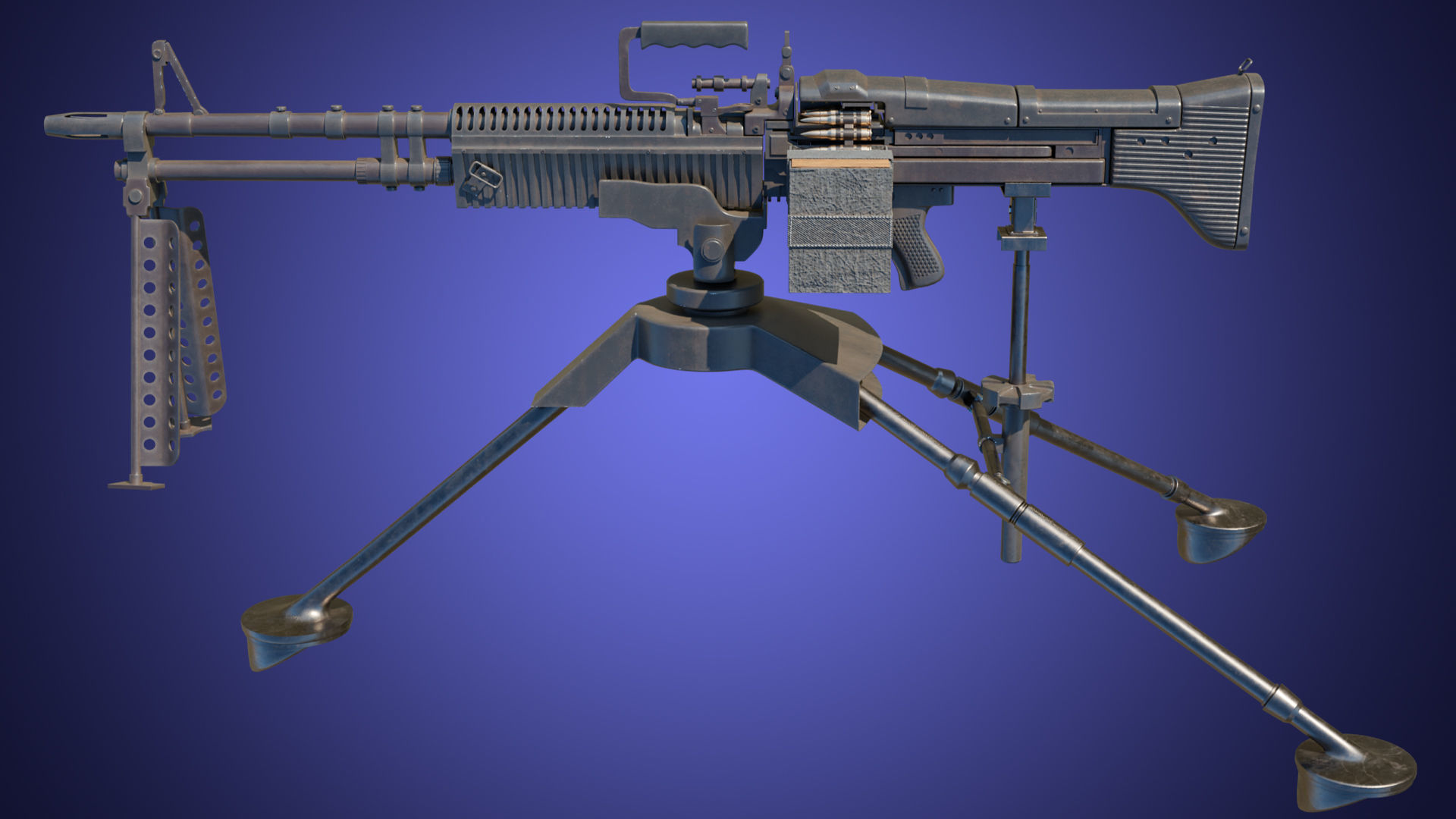 4 Machine gun All PBR Unity UE Textures Included 3D Model Collection_33