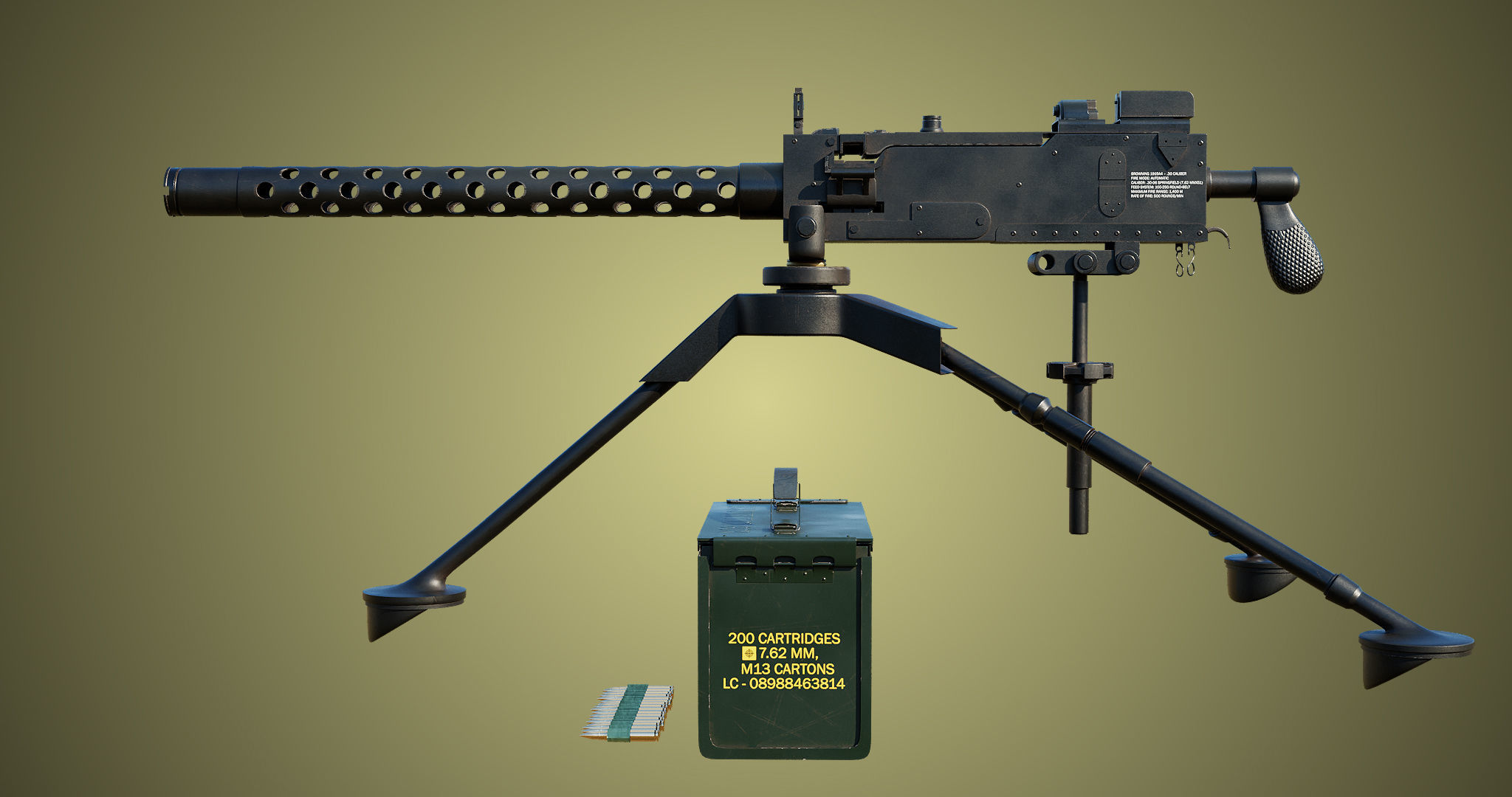 4 Machine gun All PBR Unity UE Textures Included 3D Model Collection_15